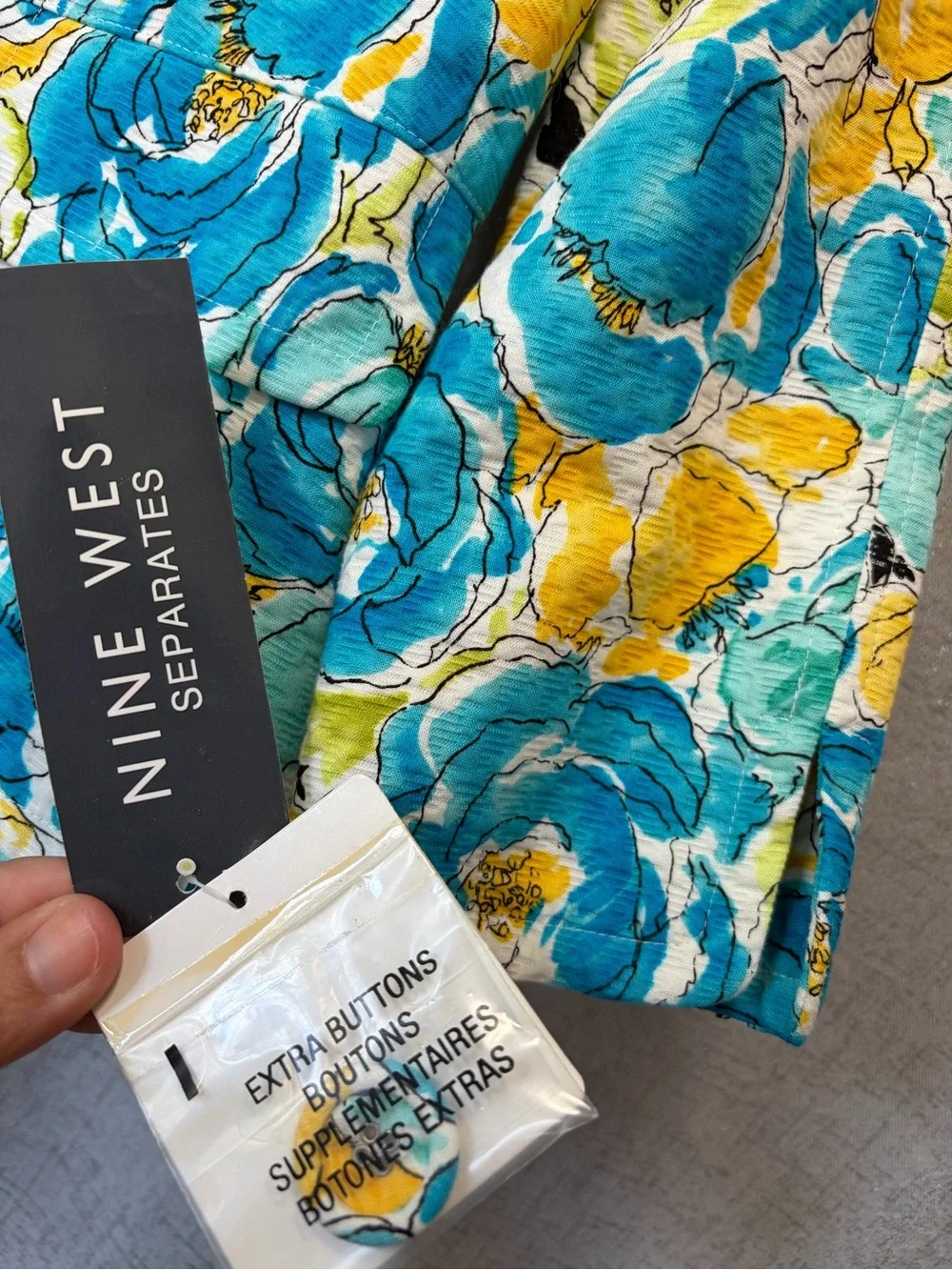 Nine West Bright Floral Quilted Jacket Blue, Yellow, Green 4 nwt